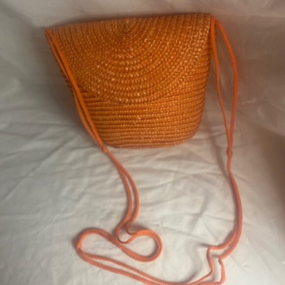 Orange Straw Crossbody Bag/Purse with Rope Strap - Picture 3 of 5